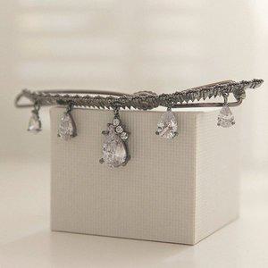 [제이로렌] 펜타 물방울큐빅 댕글 반묶음 헤어핀 H0772