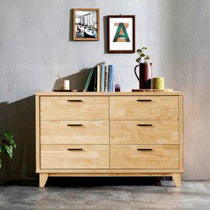 [기타]킨포크 고무나무원목 1200 3단 와이드 옷서랍장