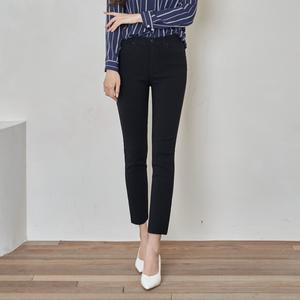 [진마니아]허리스판 베이직 블랙 밑단컷팅 일자진