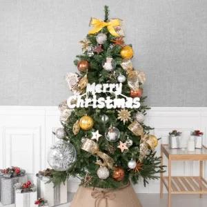 크리스마스 트리 나무 장식 풀세트 라이트웨이브골드연그린 150cm  단면) 전구포함 PE PVC 대형 소품 용품