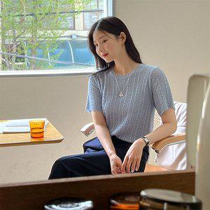 [공구우먼] [제작] 덤즈 꽈배기 반팔 니트 70175 빅사이즈 여성의류