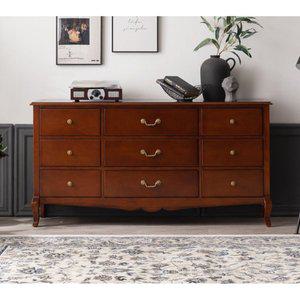 [자르파라]정통 프렌치클래식 3단 와이드 엔틱원목 콘솔 서랍장/ 심플 주방 옷장 저렴한 우드 옷