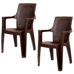 (2개 세트) 라탄 플라스틱의자 팔걸이 2p 야외 카페 업소용 펜션 비치 프라스틱