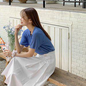 [공구우먼] [제작] 티레니 골지 반팔 니트 70814 빅사이즈 여성의류