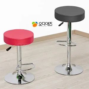 좁은 계산대 높이 조절형 좌우 회전 크롬도금 키높이 스탠딩형 체어 HSC2107