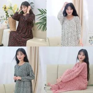 플라워 원피스잠옷 피치기모 홈웨어원피스 빅사이즈