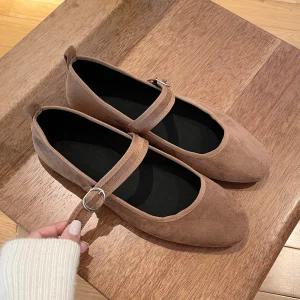 SOVO 샤로츠 스웨이드 메리제인 스트랩 단화 플랫슈즈 여성플랫 1cm