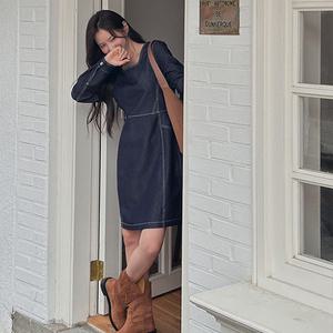 [제작/빅사이즈]이블렛 리비나 데님 배색스티치 미니원피스 제이스타일