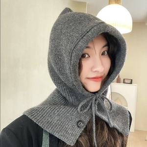 쇼핑학개론 니트 바라클라바 후드 넥워머 모자 목도리 가을 겨울 방한용품 커플 후드st