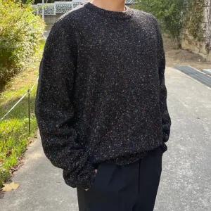 오버핏 루즈핏 티셔츠 가을 겨울 오버사이즈 남자 직장인 깔끔한 니트 학생 데일리룩 남성 겨울 라운드넥 니트티