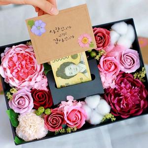 반전 작약 플라워 용돈박스 카네이션 프리저브드 드라이플라워 비누 돈티슈 꽃다발 용돈 이벤트 선물