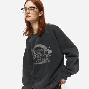 Cheesy Bunny 레글런 피그먼트 맨투맨 스모크블랙