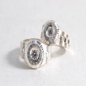 [차차실버] 럭셔리 로렉스 남자 여자 925 실버 체인 큐빅 은반지 고급스러운