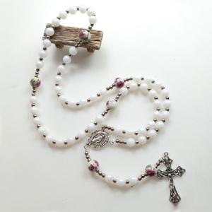 천주교종교용품 카톨릭 세라믹장미구슬 5단묵주성물 64cm