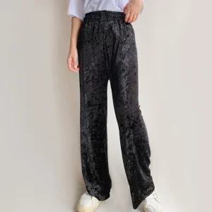 여자 와이드 벨벳 슬랙스 밴딩 팬츠 앵글