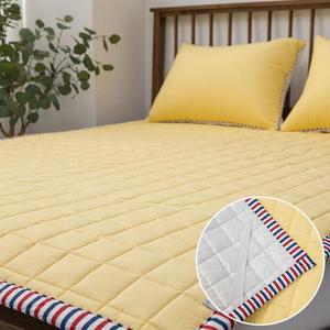 [OFM6N694]무봉제 밴딩 침대패드 SS 옐로우 1P 침구 이불