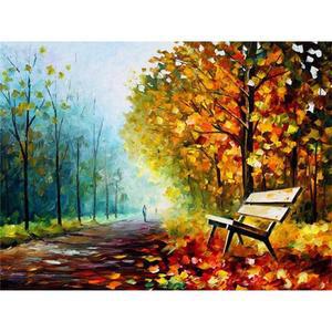 [OFM66886]늦가을 풍경  패브릭  보석십자수 사각 30x40