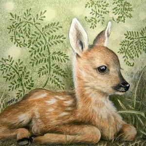 [OFM6NR91]아기 사슴  패브릭  보석십자수 사각 30x30