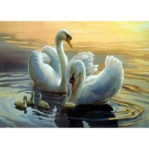 [OFM668S2]백조  패브릭  보석십자수 사각 30x40