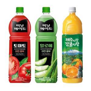 한번에먹자 1.5L 과즙음료 혼합 3종 / 롯데 제주감귤 2개 + 미닛메이드 알로에 2개 +