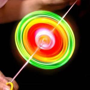 불빛 팽이 LED 줄 씽씽이 무한 회전 실 당기는 추억의 장난감 놀이 어린이집 단체 선물