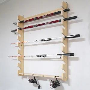 에이치플러스몰 아름데코 원목 낚시대 벽걸이형 로드 거치대 8구 로드거치대 낚시릴거치대