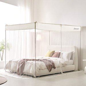 [알뜨리]마시멜로 사각 모기장 세트(스텐봉 포함) 더블 침대 아기 대형 원터치 캐노피 방충망 모기장텐트