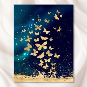 황금 나비 그림 액자 대형 캔버스 포스터 거실 침실 사무실 풍수 인테리어 집들이 개업 선물