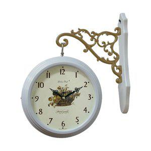 [골든벨]PM2236 무소음 화이트 과일바구니 메탈 양면 벽시계 제조한국