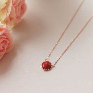 갤러리아 제이로렌 01N0839 루비 라운드 로즈골드 실버목걸이