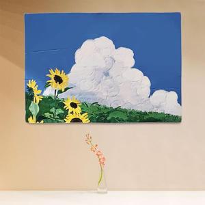 [RGKNROR7]대형 패브릭 포스터 유화 해바라기 S 벽장식
