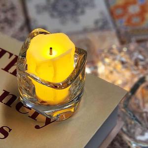 [RGL42106]유리 물결 캔들 홀더 초홀더 식탁장식 촛대