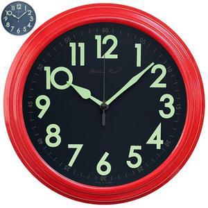 [RGL30878]GB4697 야광 무소음 메탈 벽시계 25cm 레드