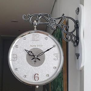 [RG0O8S5T]글리터 무소음 양면시계 실버화이트 양면벽시계