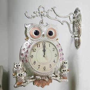 [RG887Q34]물방울 은도금 양면 벽시계 부엉이 선물 무소음