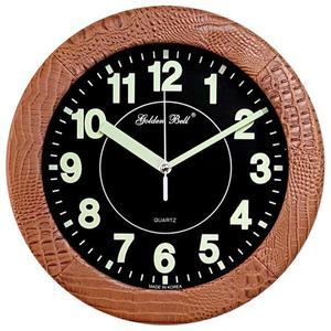 [RG85Q0Q1]GB4603 야광 무소음 가죽 벽시계31cm 브라운