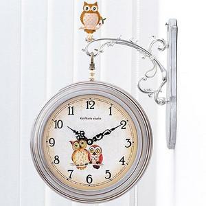 [RG61N794]그레이 빈티지 부엉이 무소음 양면시계 벽시계