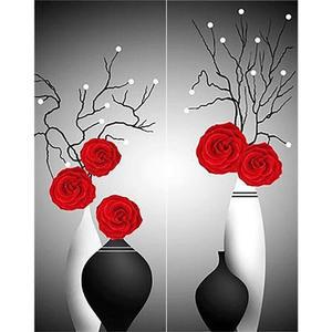 [RG5PM2R6]붉은 꽃화병 2종 패브릭 5D 4K 보석십자수 5