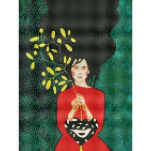 [RG503OTS]하모니아트 보석십자수 30x40 꽃을 든 여자