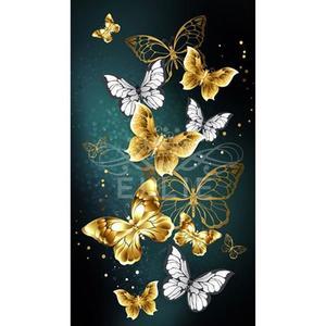 [RG5905T3]황금나비 골드 패브릭 보석십자수 30x50