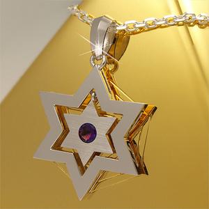 치포트 순은목걸이 실버 유색 보석 자수정 부적 행운 목걸이 히란야 퓨어 펜던트