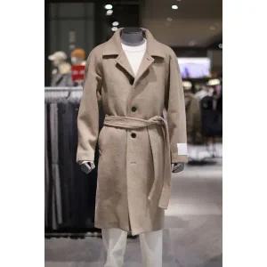 갤러리아 BON 카멜 캐시미어 혼방 헤링본 발마칸 벨티드 롱 코트 BN1WHA278CA