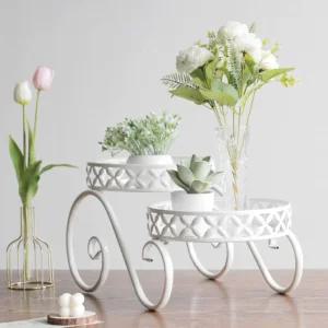 써니데이 2단 철제 화분대 인테리어 엔틱 화분 받침대 거실 베란다 스탠드 진열대 정리대