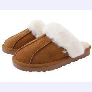 여성 퍼슬리퍼 겨울 털실내화 이쁜신발 캔버스 앞막힌 미끄럼방지 뮬