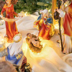 [플라워트리]성탄절 예수 대형 피규어 장식 아기예수께 경배 52x44cm 교회 크리스마스 소품 용품 베들레헴