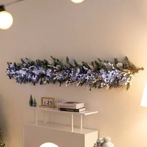 [플라워트리]크리스마스 가랜드 벽장식 LED 코니퍼 그레이 센터피스 200cm 소품 벽걸이 데코 행사 촬영