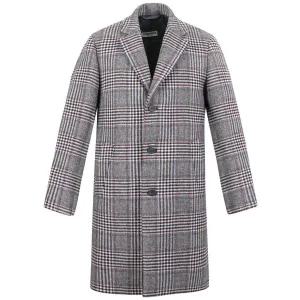 레노마 울혼방 패디드 안감 3버튼 코트 와인체크 RLLMBH70A