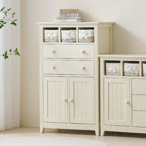 [밀키웨이] 아쿠아 원목도장 라탄 하이 수납장