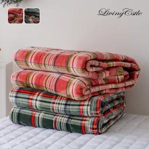 국산 겨울 부드러운 밀크 극세사 타탄체크 고정 밴딩 누빔 패드 SS 이부자리