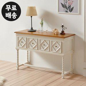 [벤티스가구]세델 엔틱 콘솔 원목 현관 테이블 거실 현관 콘솔 슬림 수납장 데스크 폭좁은 4서랍